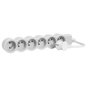 Contactdoos standaard 6xPA met 3m. wit-grijs VVE=10