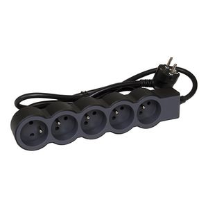 Contactdoos standaard 5xPA met 1,5m. zwart VVE=10