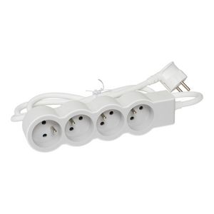 Contactdoos standaard 4xPA met 1,5m. wit-grijs VVE=10