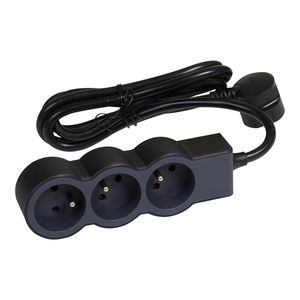 Contactdoos standaard 3xPA met 1,5m. zwart VVE=10