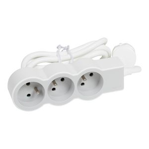Contactdoos standaard 3xPA met 1,5m. wit-grijs VVE=10