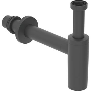Design bekersifon 1.1/4" matzwart incl. rozet + muurbuis 40mm + manchet