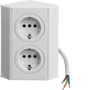 TWIN-Box 2 SCHUKO-wandcontactdozen polarwit glanzend Opbouw