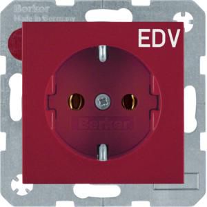 Wandcontactdoos opdruk SCHUKO rood glanzend S.1/B.3/B.7