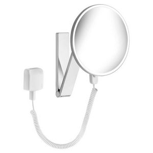 Cosmeticaspiegel wandm/rond/verlicht/stekker alumimium finisch