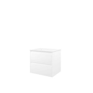 Set Proline polystone Elegant wastafel mat wit met 1 kraangat onderkast symmetrisch glans wit 60x46cm