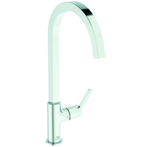 Keukenmengkraan m. hoge hoekige uitloop chroom Gusto