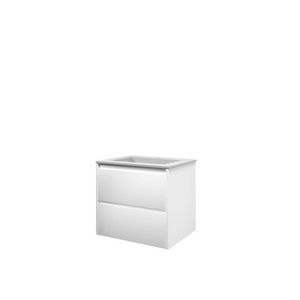 Set Proline polystone Elegant wastafel mat wit met 1 kraangat onderkast symmetrisch mat wit  60x46cm