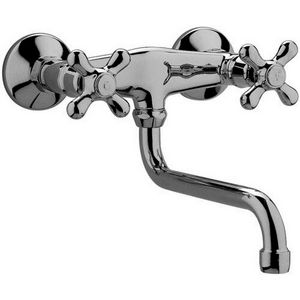 Wandmengkraan IRIS 2-knops m. onderuitloop 20cm + S-koppelingen bronskleur