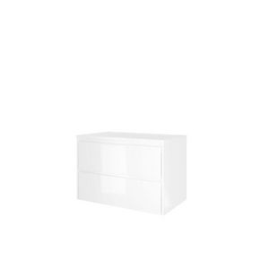 Set Proline polystone Elegant wastafel glans wit zonder kraangat onderkast symmetrisch glans wit 80x46cm