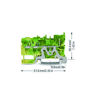 2-draads/1-pins PE-basisklem 2,5mm² rail 35x15+35x7, VVE=100