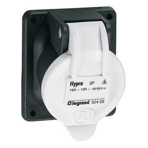 Inbouw Wandcontactdoos 24VDC 16A 2P IP44 kunstst. Wit Hypra
