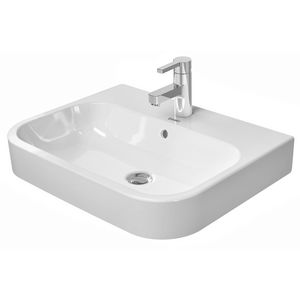 HAPPY D.2 #231560 opzetwastafel 600mm wit met kraangat met overloop geslepen onderzijde