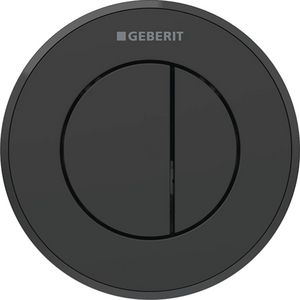 Inbouwdrukker TYPE 10 2-toets pneumatisch toets+rozet: zwart mat / Easy to clean gecoat designring: zwart / glanzend