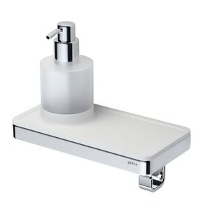 Planchet 210mm met zeepdispenser + haak wit + chroom FRAME WHITE CHROME