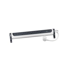 Contactdoos premium met OSB 6xPA 1,5m. zwart-wit VVE=5