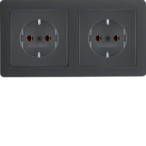 Wandcontactdoos RA 2-v afdekraam berker Q.1 antraciet