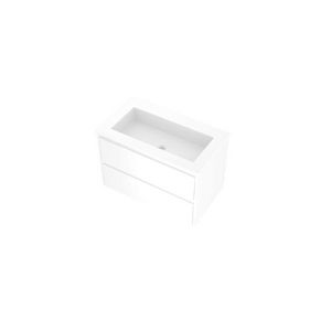 Set Proline polystone Elegant wastafel mat wit zonder kraangat onderkast symmetrisch glans wit 80x46cm