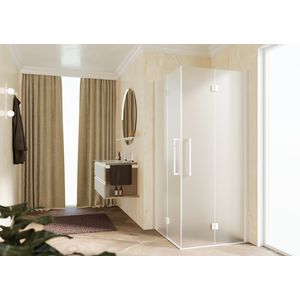 Hoekinstap (linker deel) YOUNG 2Gs 760-780x2000mm Satin Glas profiel matwit