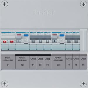 Groepenkast 5-groepver. HS 2xALS 30 mA 1F excl. buisinvoer