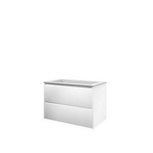 Set Proline polystone Elegant wastafel mat wit met 1 kraangat onderkast symmetrisch mat wit 80x46cm