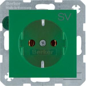 Wandcontactdoos opdruk SCHUKO groen mat S.1/B.3/B.7 glas