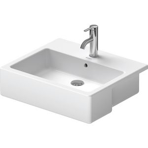 VERO #031455 halfinbouwwastafel 550mm wit met kraangat met overloop