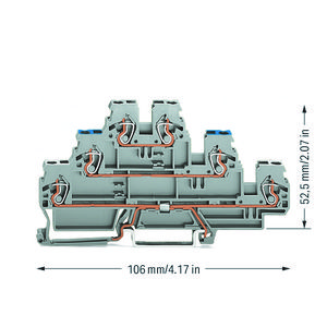 3-etageklem Afscherm-/rijg-/rijgklem 2,5mm² grijs VVE=50