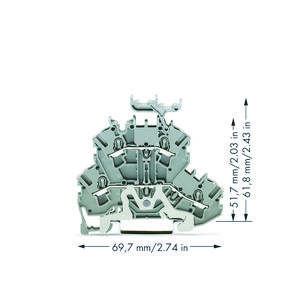 2-etageklem Afscherm-/rijgklem 2,5mm² 2002-2258 VVE=50