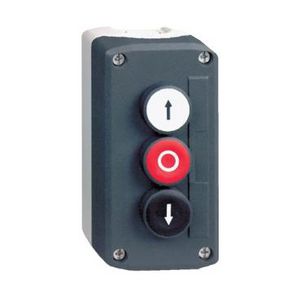 Drukknopkast 3 koppen 22mm Wit/rood/zwart Harmony XAL-D