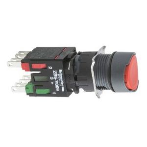 Drukknop Verzonken Terugvering Ø16mm 1NC Rood