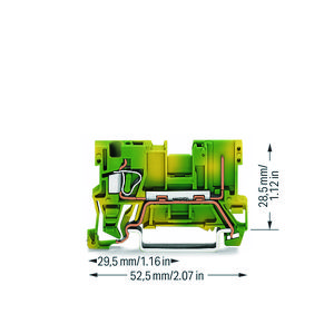 1-draads/1-pins PE-basisklem 4mm² draagrail 35x15/35 VVE=100