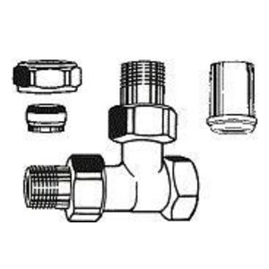 T-stuk DN15(Rp1/2") Bypass klemkoppelingdia 15mm.