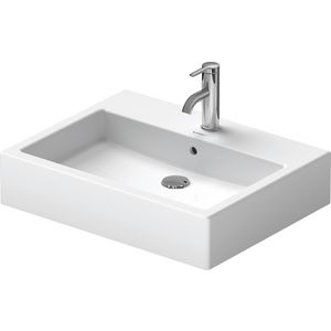 VERO #045260 opzetwastafel 595mm wit met kraangat met overloop geslepen onderzijde