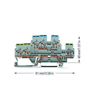 3-draads 2-etageklem Aard-/rijgklem 2,5mm² grijs VVE=50
