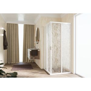 Deel hoekinstap (1 van 2 omkeerbaar) LUNES 2.0-A 1170-1200x1950mm glas Aqua profielkleur wit
