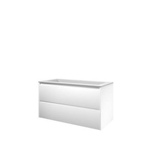 Set Proline polystone Elegant wastafel mat wit met 1 kraangat onderkast symmetrisch mat wit 100x46cm