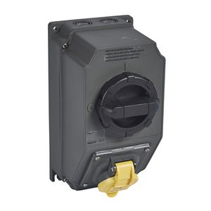 Wandcontactsdoos gesch. 110V 16A 4h 3-polig IP44 Hypra