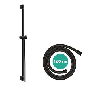 Unica Douchestang Pulsify S 90cm met push-schuifstuk en Isiflex doucheslang 160cm mat zwart