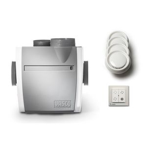 Woonhuisventilator FANBOX C400 Basic RF LE incl. RF 3 standenschakelaar + 4 afzuigeventielen