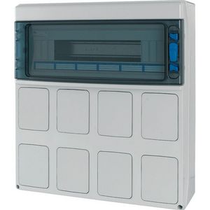 Inst.kast opb. IP65 1x18TE deur transp. + RAL7035 LID VVE=2