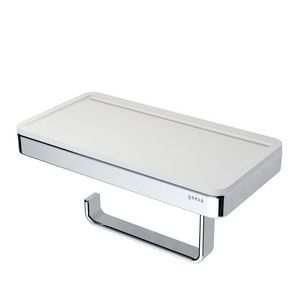 Planchet wit met closetrolhouder+rand chroom FRAME WHITE CHROME