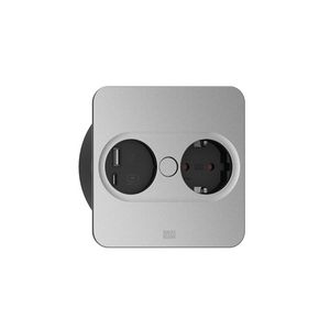 Twist2 1x 230V 1xUSB A/C chrgr 0,2m GST o.g. vierkant zilver