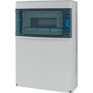 Inst.kast opb. IP65 1x12TE deur transp. incl RAL7035 X VVE=4