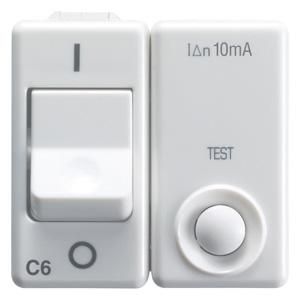 SYSTEM WHITE AARDLEKAUTOMAAT 1P+N C6A/10mA 230V 3kA 2 MODULE