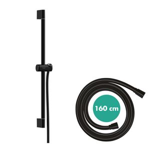 Unica Douchestang Pulsify S 65cm met push-schuifstuk en Isiflex doucheslang 160cm mat zwart