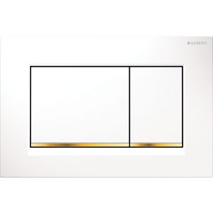 Bedieningsplaat 2-toets Sigma20 SQUARE (voorheen Sigma30) 2-toets plaat+toetsen: wit designstroken: verguld