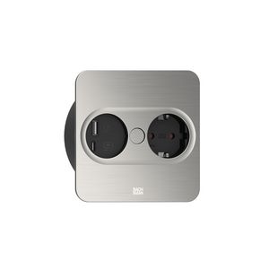 Twist 2 1x 230V RA 1x USB A/C chrgr 2m RA vierkant RVS look