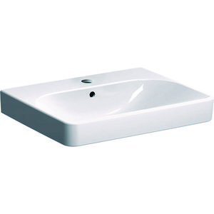 Smyle Square wastafel 60x48cm met kraangat + overloop wit Keratect