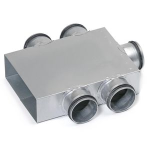 Luchtverdeelunit RKDU hoofdkanaal 220X80mm m. 5x aansl. 80mm